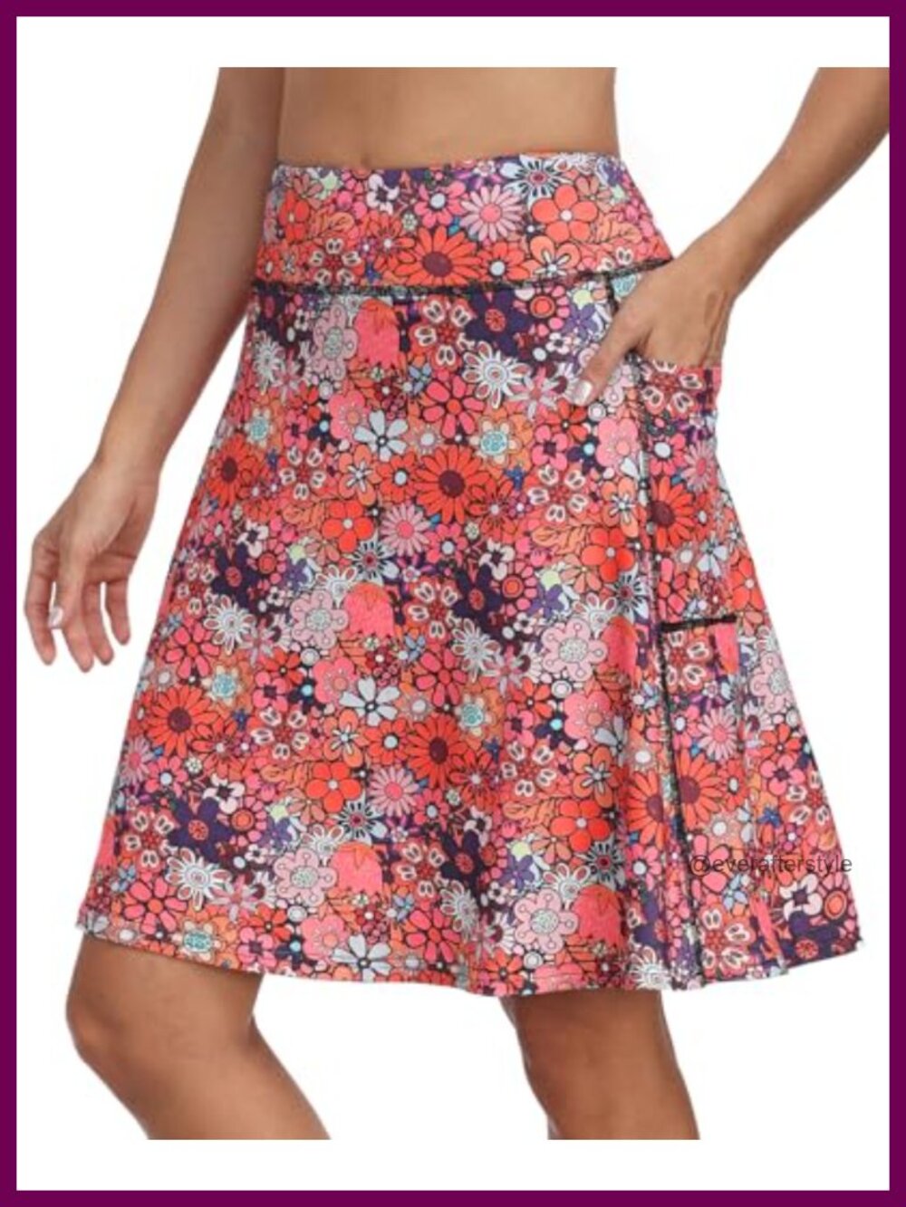 KORALHY Golf Skort 20" Knee Length with Built-in Shorts & 4 Pockets